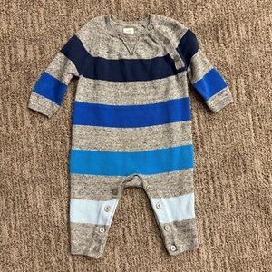 Baby Gap boys one piece sweater outfit size 3-6 months grey & blue stripes